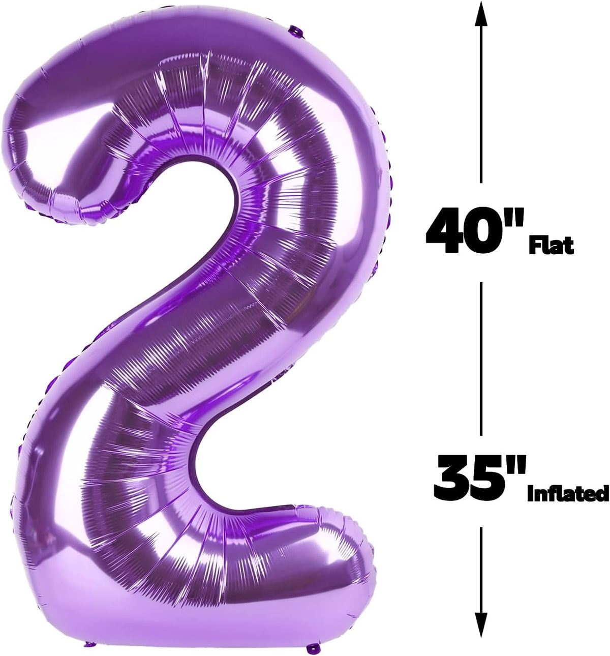 40 Inch Big Purple Number 2 Balloon Birthday Decoration, Number 2 Helium Balloon 12 20 22 23 24 26