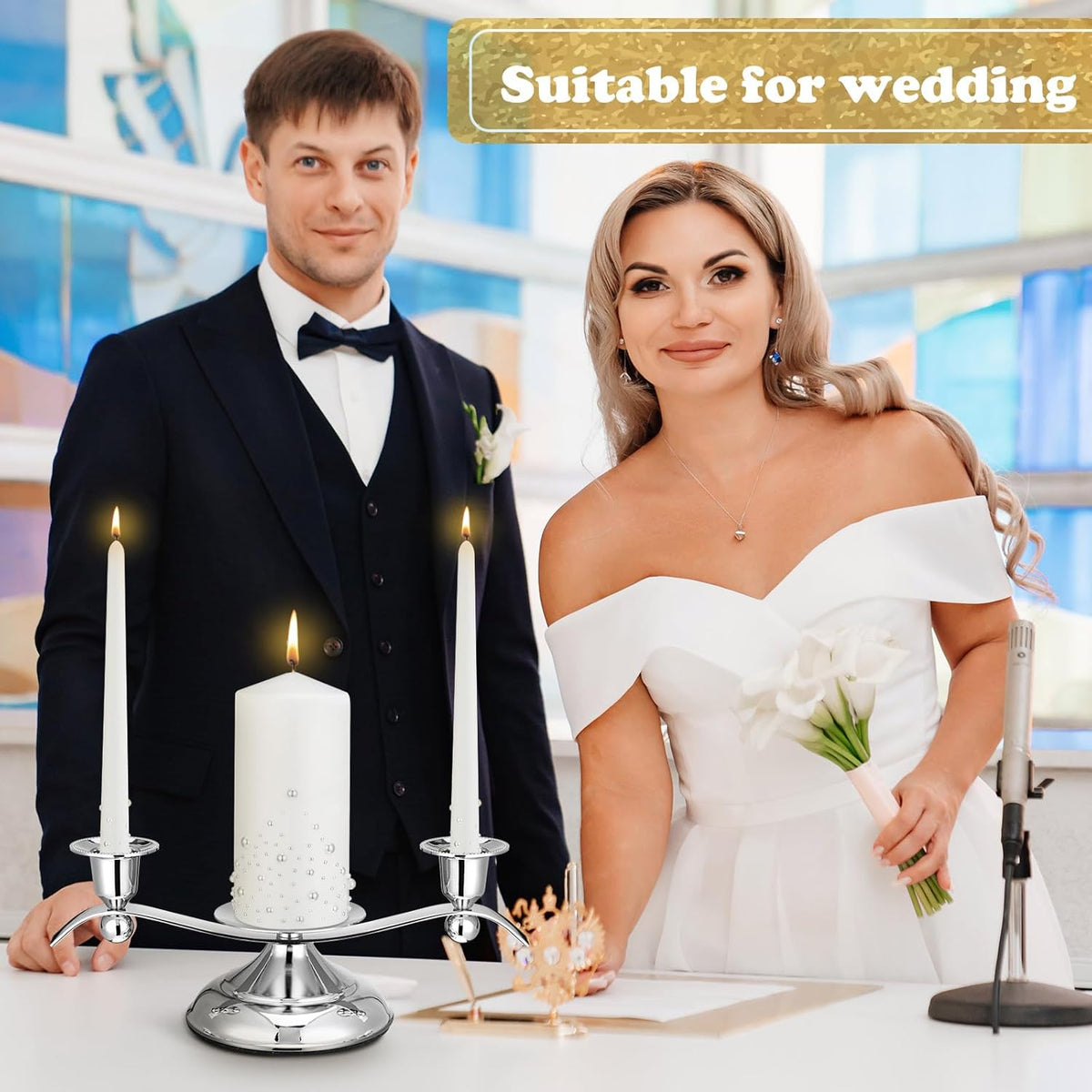 Irenare Unity Candles with Holder for Wedding Ceremony Wedding Decortions Accessories Glass Candle