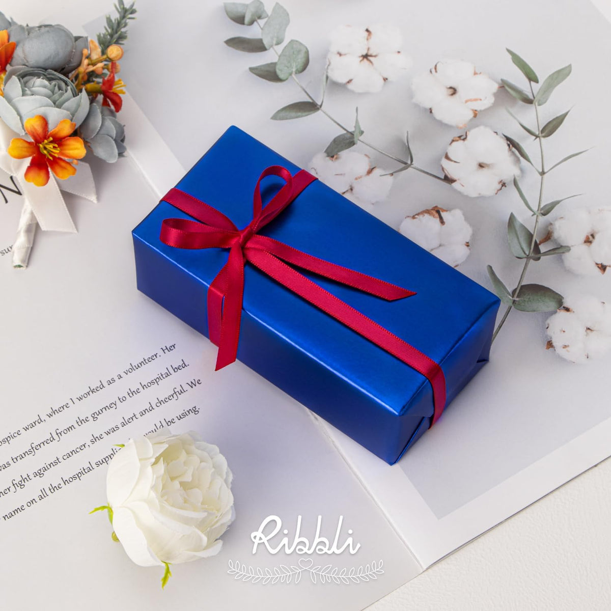 Ribbli Double Faced Red Satin Ribbon,1/4” x Continuous 25 Yards,Use for Bows Bouquet,Gift