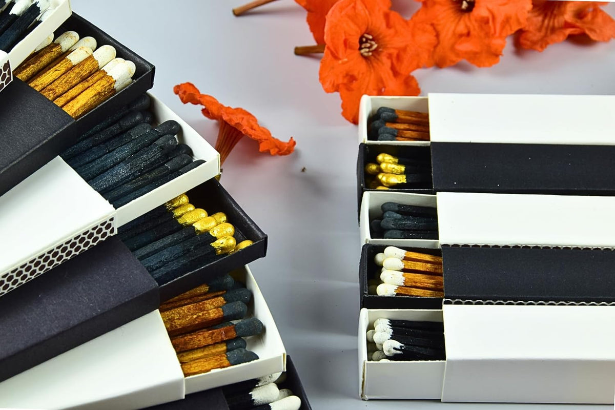 Chandler Studio 10 Boxes - Wooden Matchsticks in a Blank Matchbox with White/Black Matchboxes