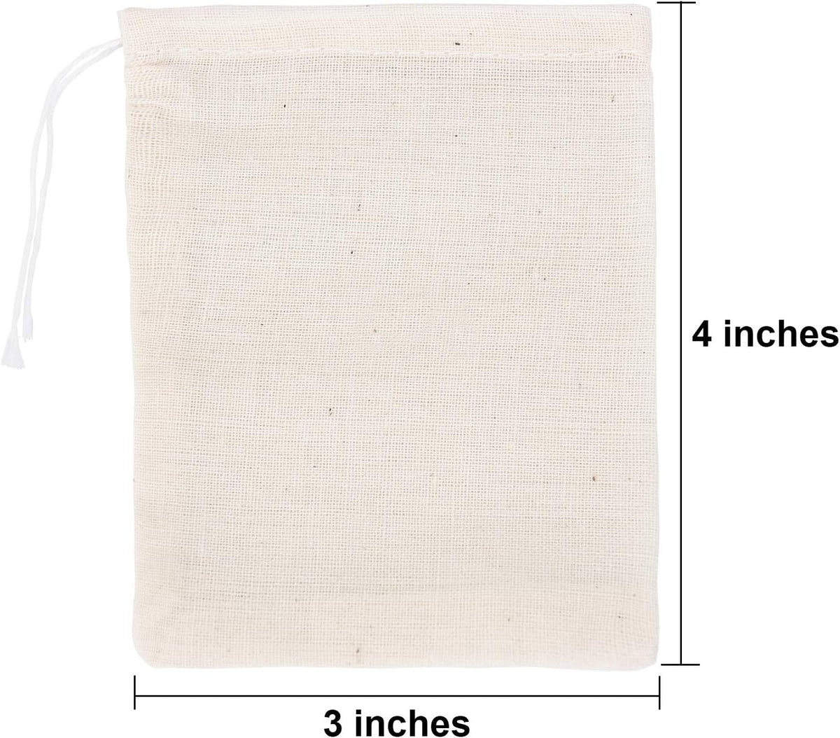 Tatuo 200 Pack Muslin Bags Burlap Drawstring sachet Bags Multipurpose Canvas Linen Pouch for Tea