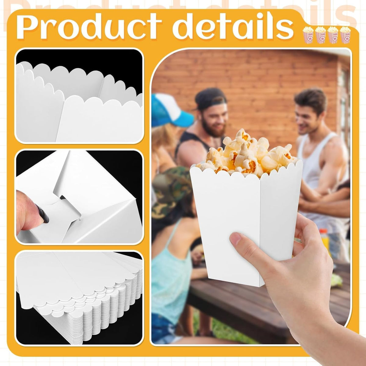 36 Pack Mini Popcorn Boxes for Party, Small Popcorn Cups Disposable for Movie Night, Carnival