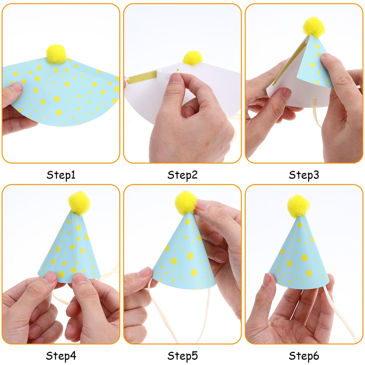 Tucnoeu 10pcs Colorful Mini Party Hats, Cute Party Hats for Stuffed Animals with Pom Poms for