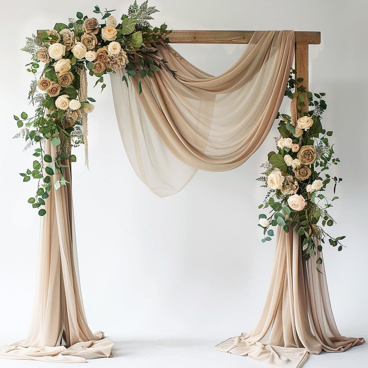 Wokceer Wedding Arch Draping Fabric Nude 28.7" x 20FT Sheer Drapes Backdrop for Ceremony, Birthday
