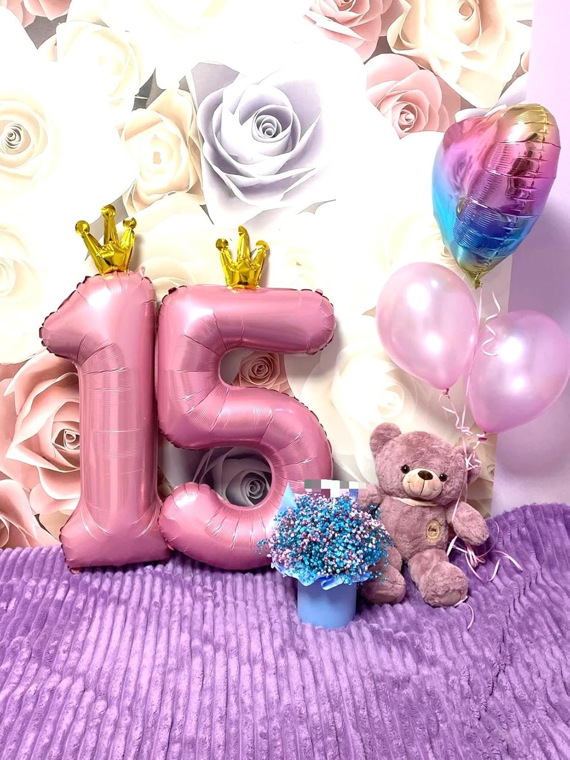 Large Pink Crown 40 Inch Birthday Number 5 Balloon, Pink Crown Five 5th 15 25 35 50 55 Birthday