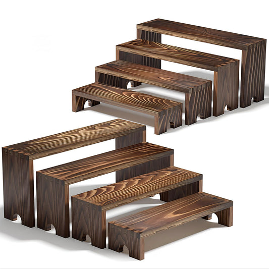 2 Set Wooden Tiered Risers Display Stands for Vendor Events,Stackable Wood Cupcake Display