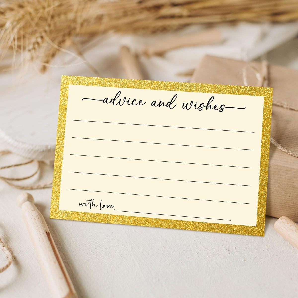 White Gold Advice and Wishes Card, Advice Cards for The Bride and Groom, Bridal Shower,Wedding or