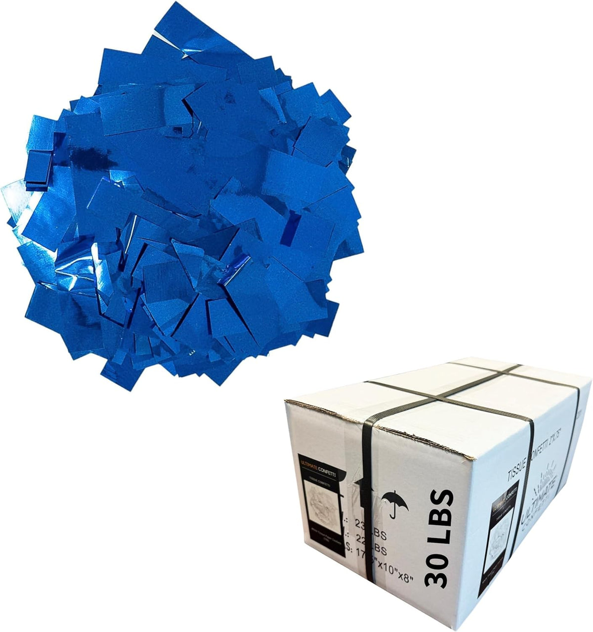 Shiny Metallic Confetti, Blue Color - Fluttering Foil Paper Strips for Confeti Cannon and Launcher