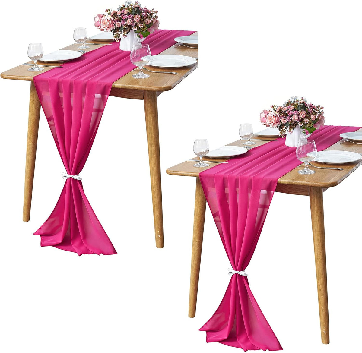 2 Pack 10Ft Fuchsia Chiffon Table Runner Sheer 29x120 Inch for Romantic Wedding Decor Bridal & Baby