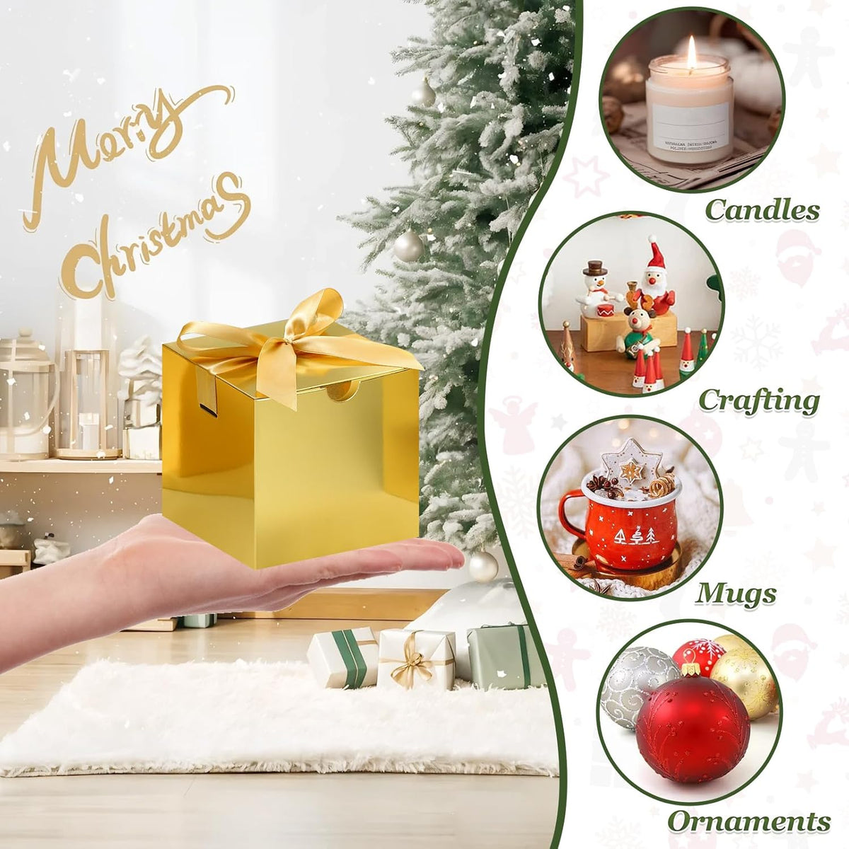 DOYIDE Small Gift Boxes, 20 Pack 5x5x5 Inch Gold Elegant Paper Boxes with Ribbons, Crafting