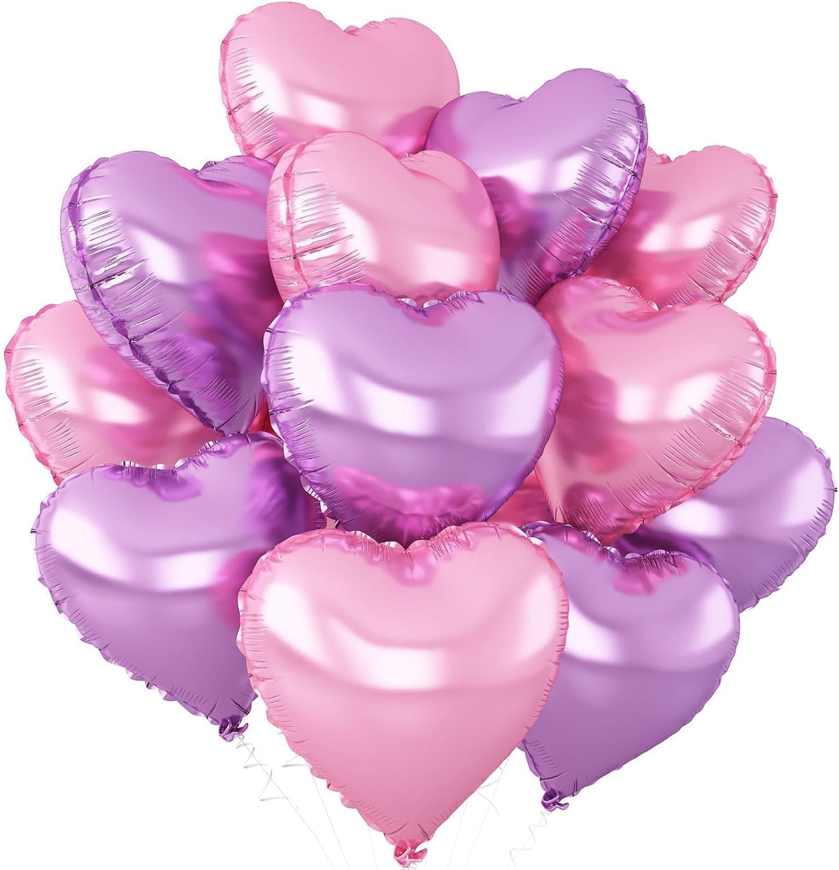 Pink Purple Heart Balloons,12Pcs Light Pink Heart Shaped Foil Balloons,18Inch Purple Pink Helium