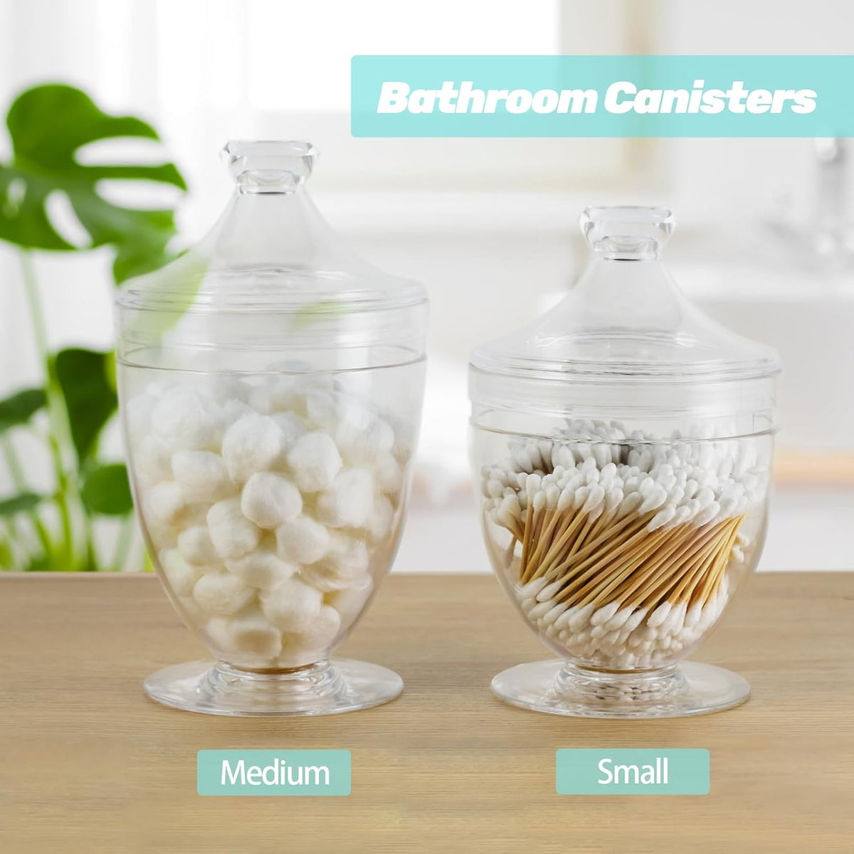 Acrylic Apothecary Jars with Lids, 3-Piece Vanity Organizer Canisters, Storage Container Jars for