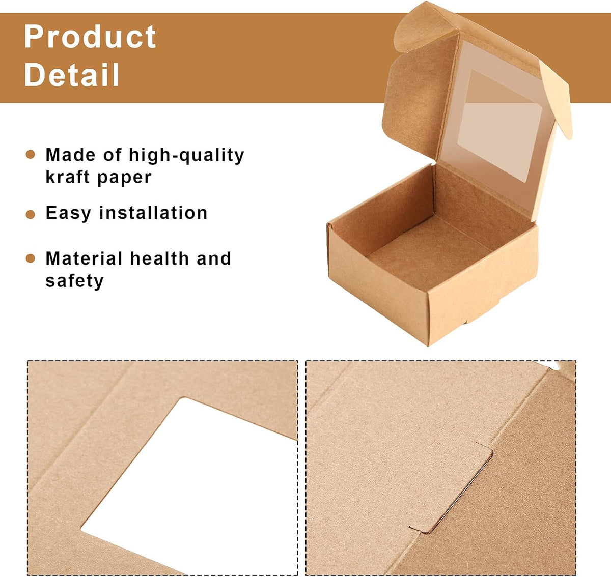 Zonon 30 Pcs Soap Boxes for Homemade Packaging, Mini Kraft Treat Boxes with Window for Bakery Candy