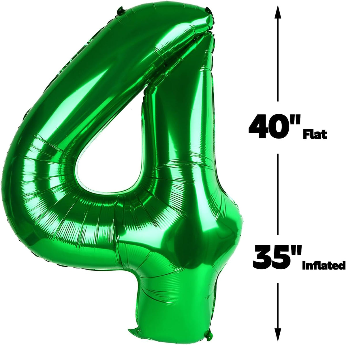 40 Inch Green Large Number 4 Birthday Balloon, Giant Number Four 14 24 34 40 44 Balloons, Foil
