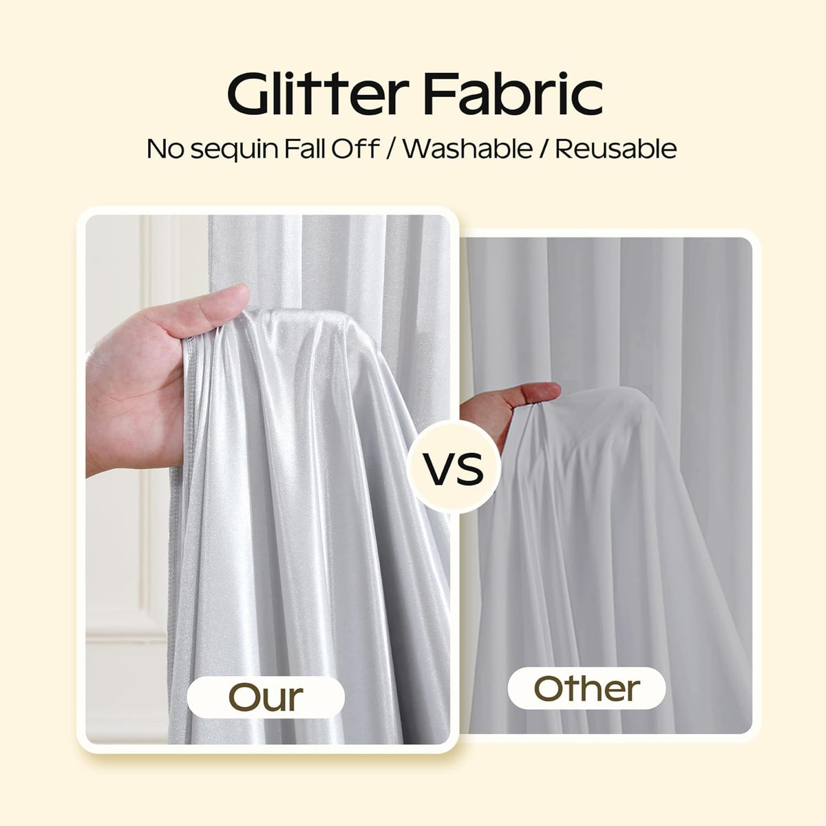 Silver Glitter Backdrop Curtain for Parties Wedding,10Ft x 10Ft Satin Shimmer Photo