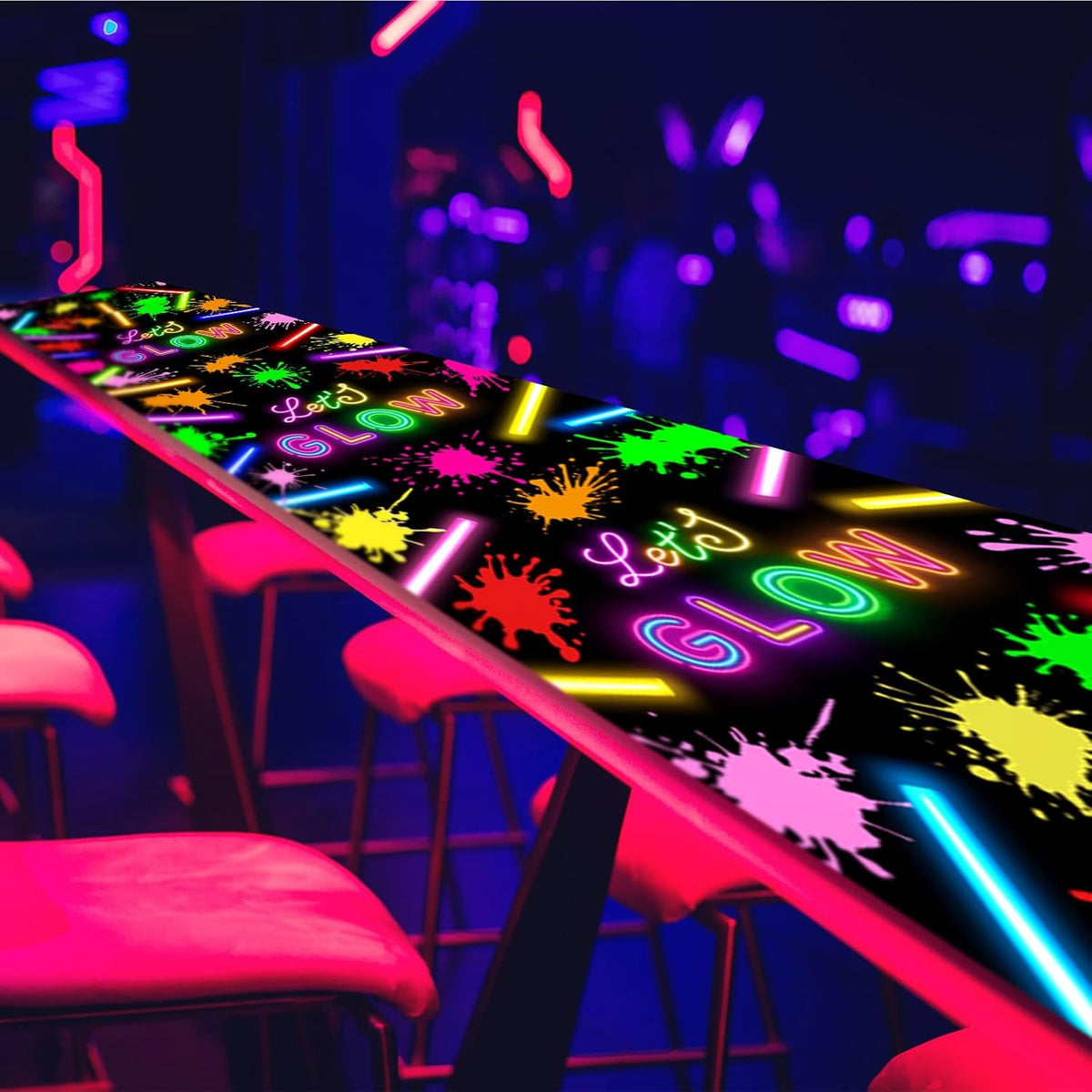 Haull 118 x 39 Inch Neon Light up Dance Floor Glow in The Dark Runner UV Reactive Blacklight Floor