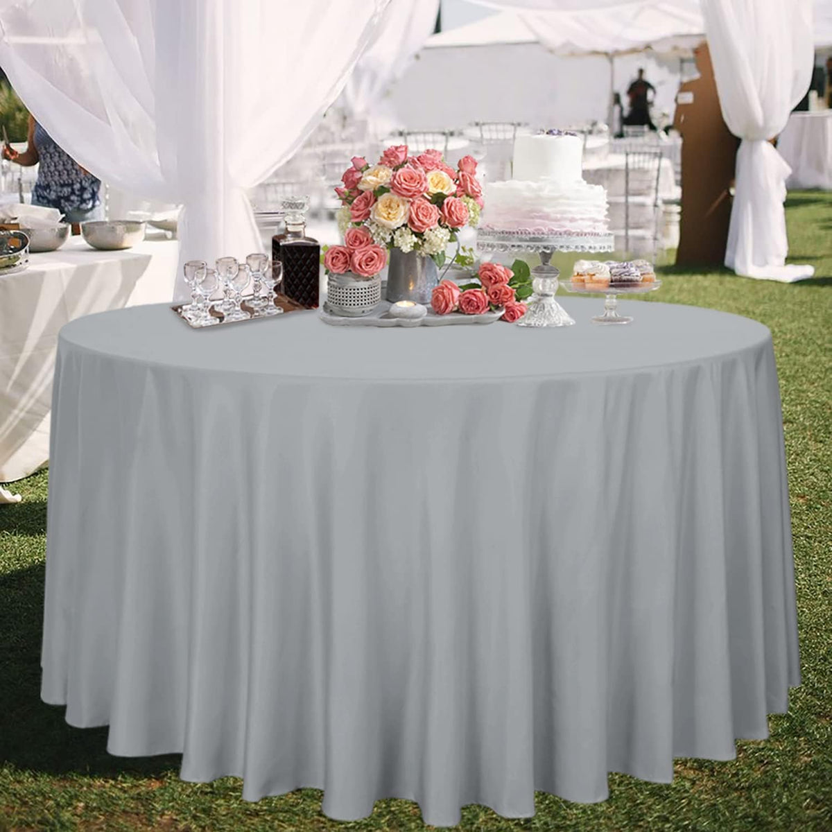 sancua Round Tablecloth - 108 Inch - Water Resistant Spill Proof Washable Polyester Table Cloth