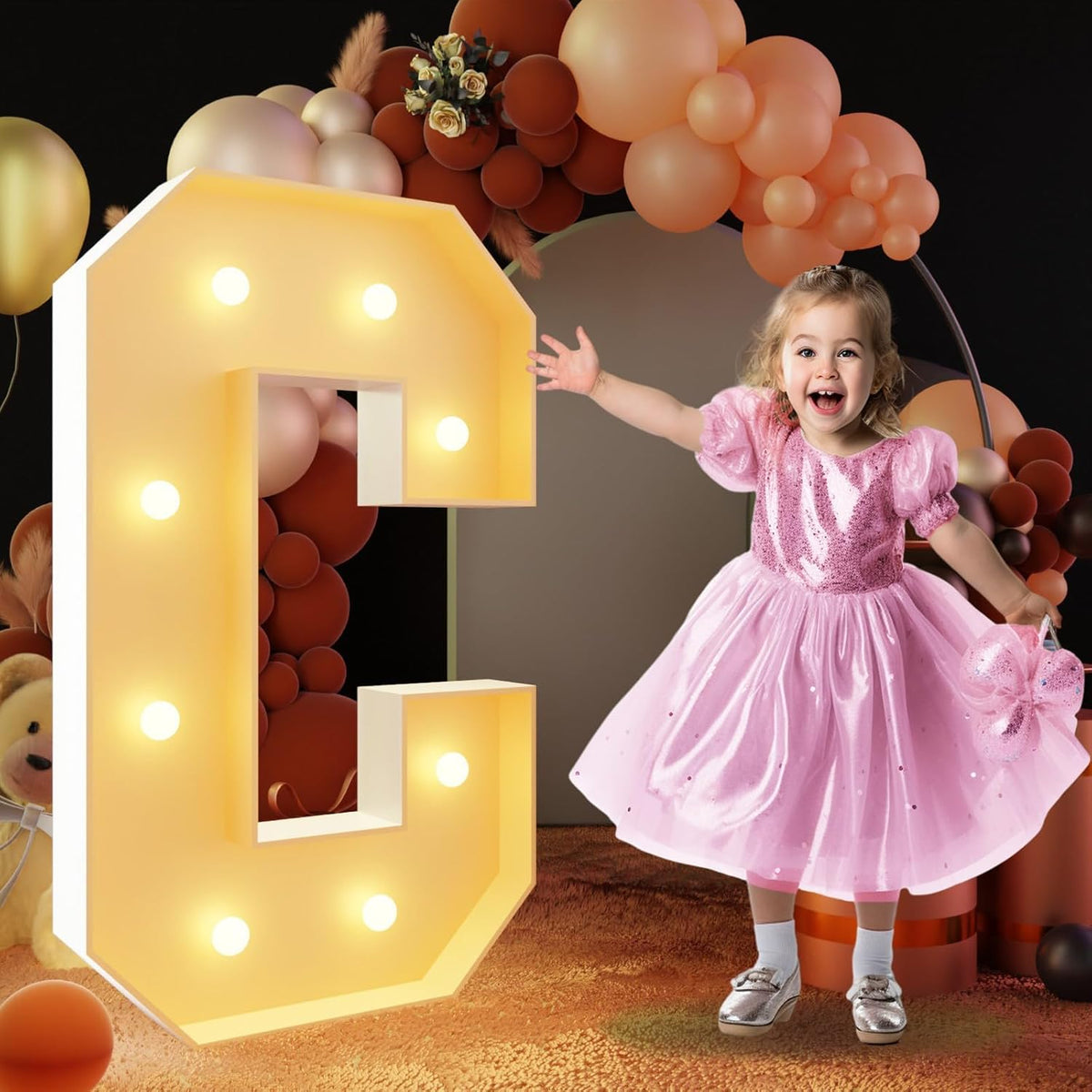 imprsv 3FT Block Marquee Letters Light Up Letters for Birthday Baby Shower Party Backdrop Decor