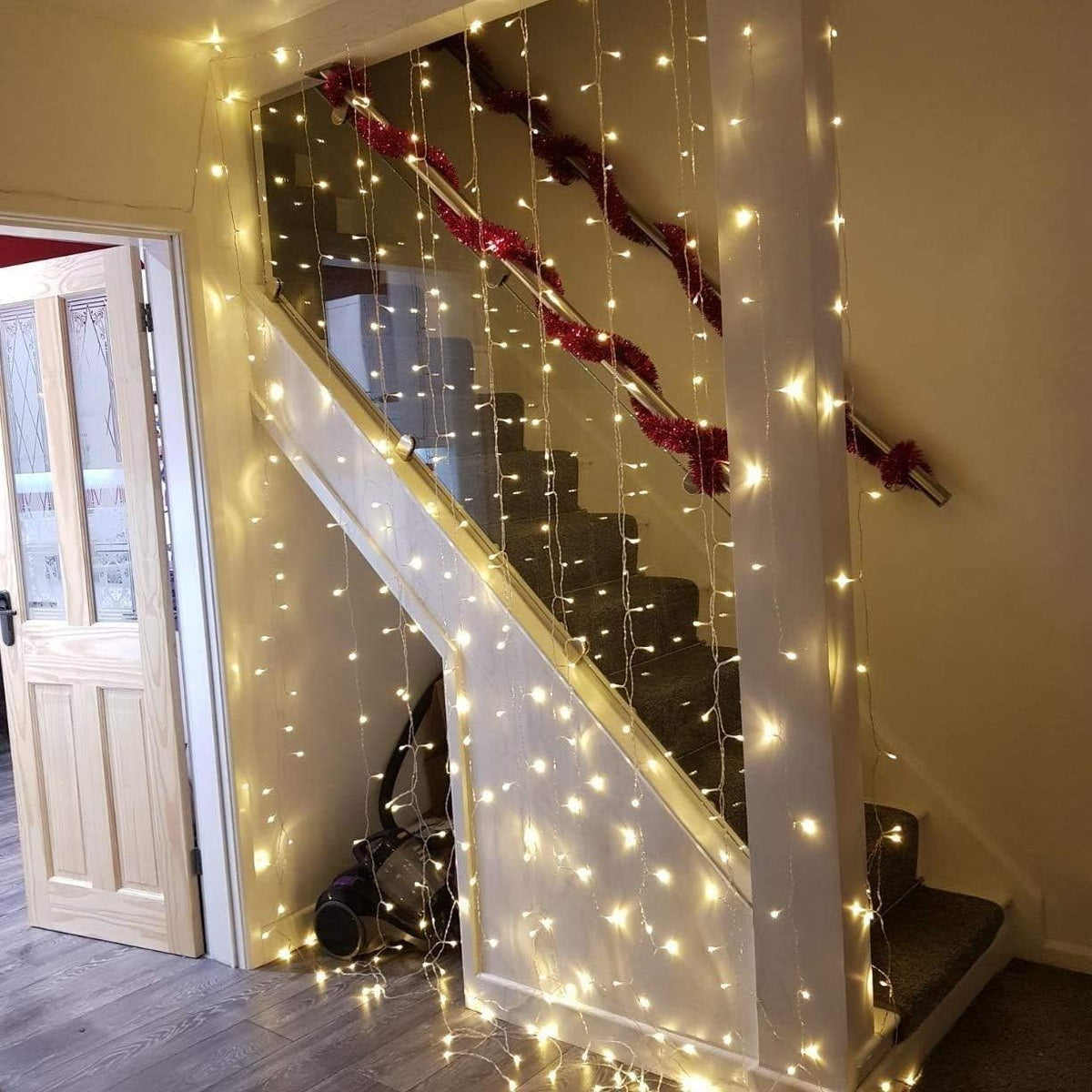 LE Fairy Curtain Lights Battery Operated & USB Plug in, Remote 10 x 10 ft Hanging String Lights for