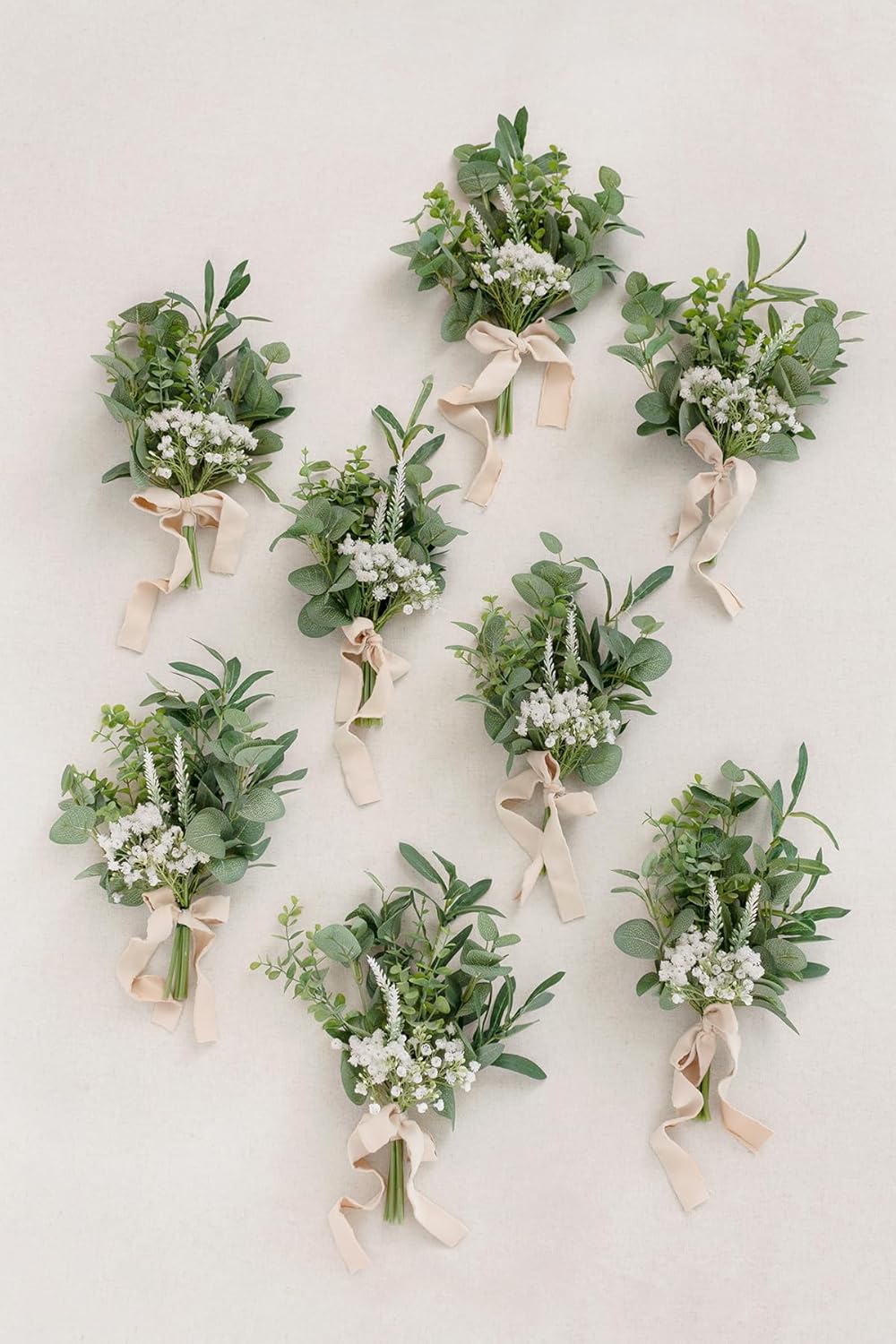 Ling's Moment 8 White Aisle Pew Artificial Flowers Arrangements Babysbreath for Wedding Ceremony