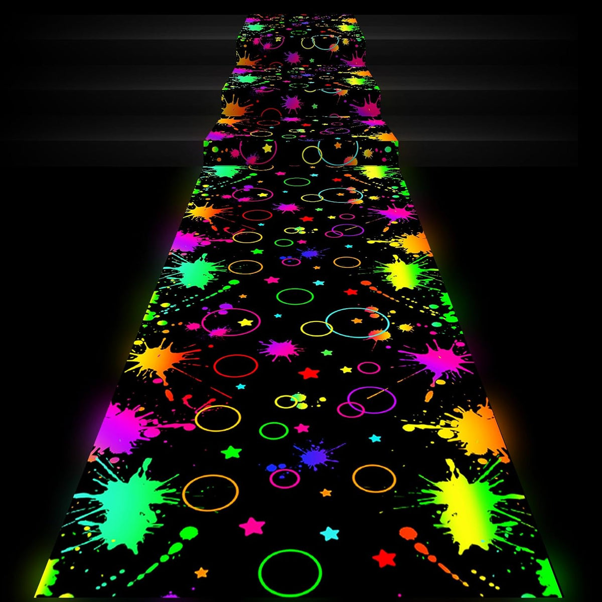 Haull 118 x 39 Inch Neon Light up Dance Floor Glow in The Dark Runner UV Reactive Blacklight Floor