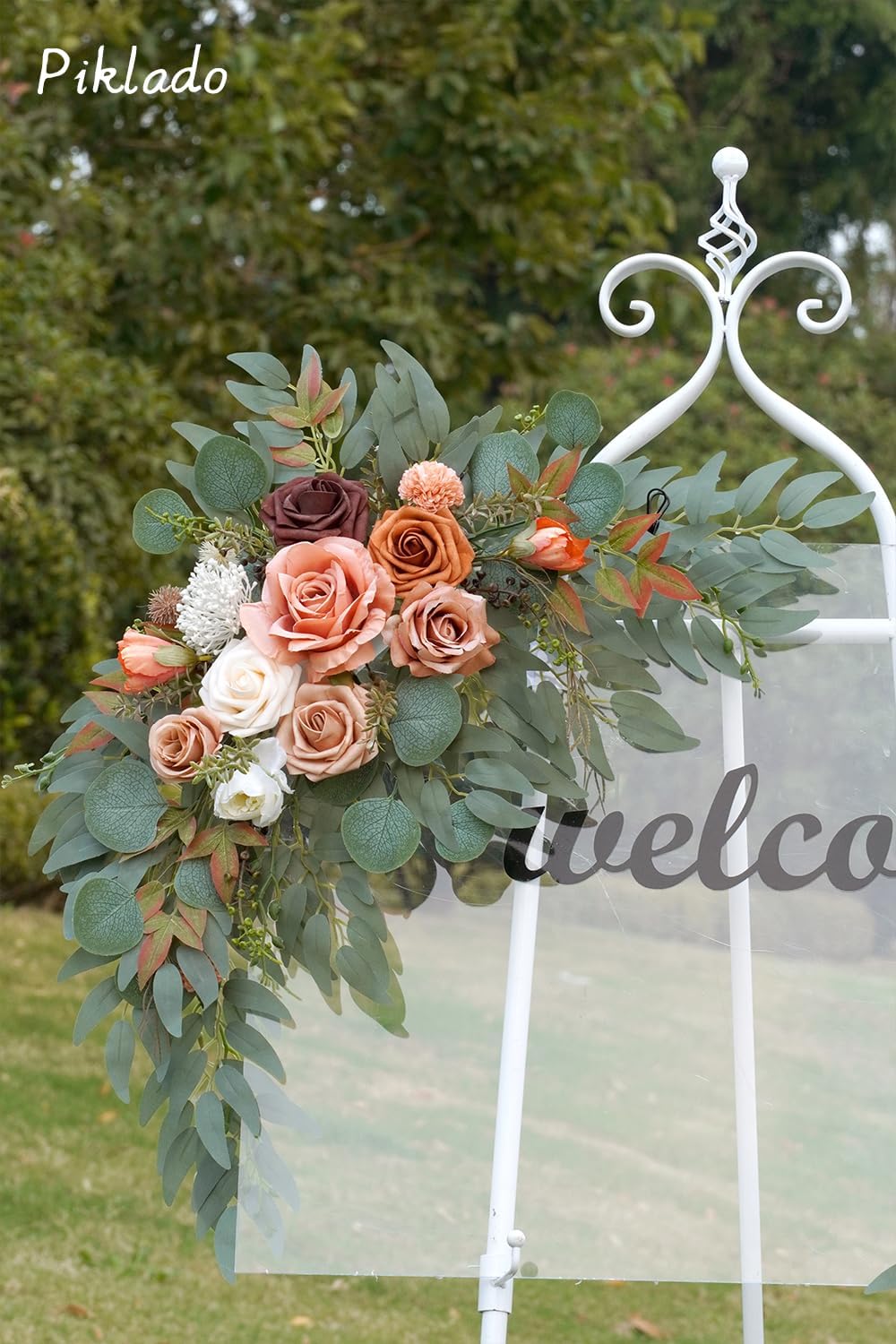 Faux Flower Swag Set of 2 for Wedding Welcome Signs Floral Swag Wedding Reception Ceremony Signs