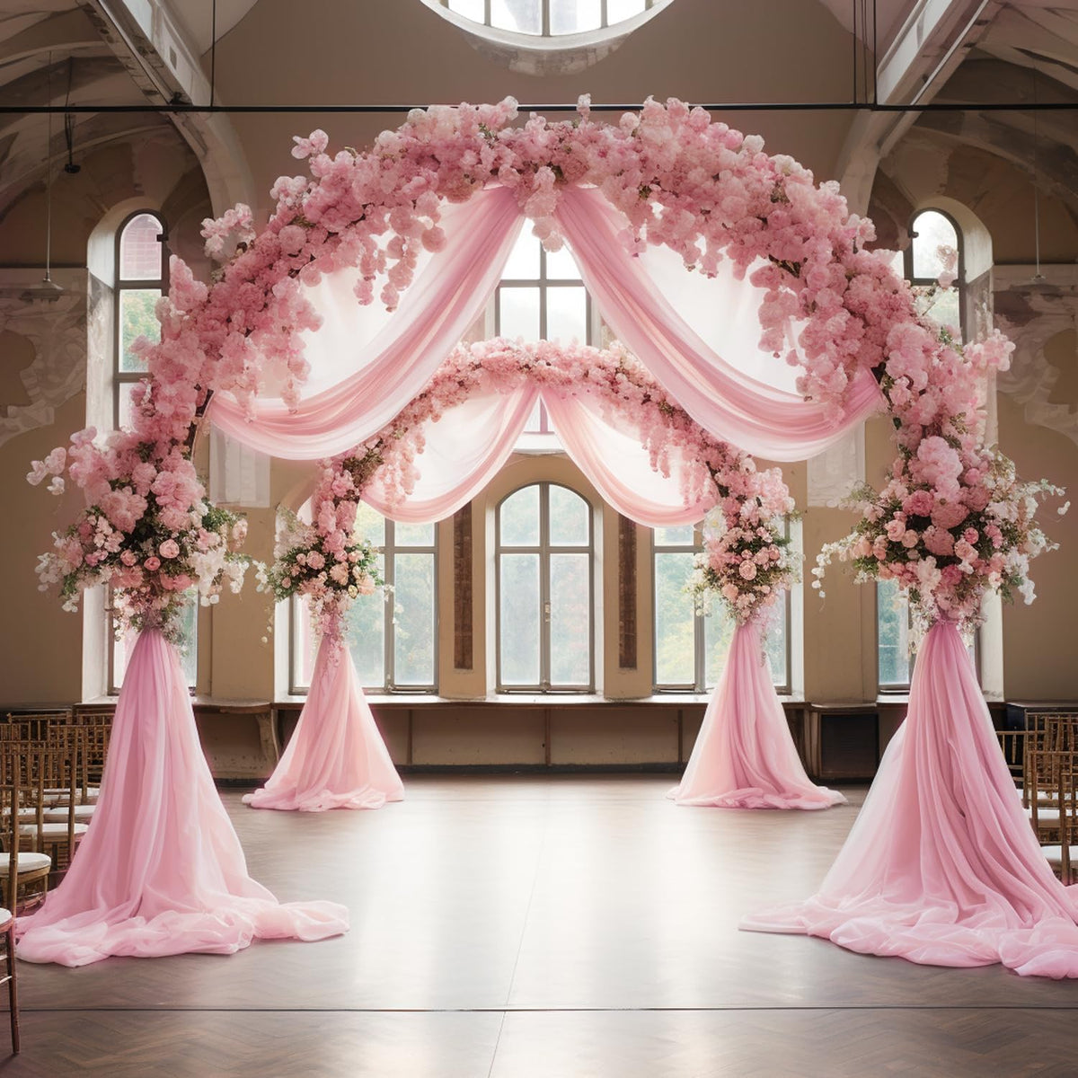 Wokceer Wedding Arch Draping Fabric 28.7" x 20FT Blush Pink Sheer Fabric Backdrop Arch Draping for