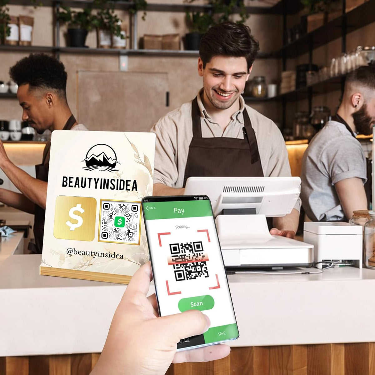 Personalized Custom Metal QR Code Sign Venmo Cashapp Scan to Pay with Stand Instagram Facebook