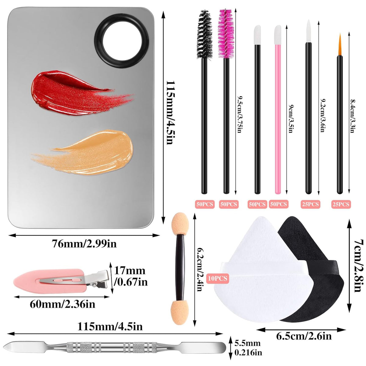 Disposable Makeup Applicators Tools Kit, 100 Mascara Wands 100 Lipstick Applicators 50 Disposable