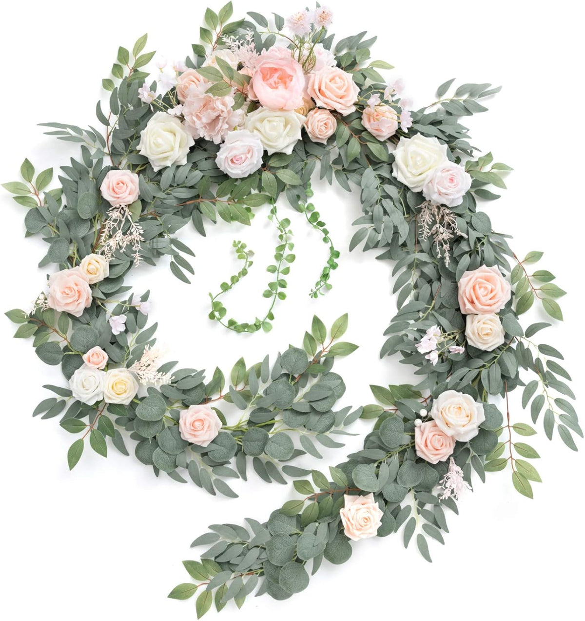 Ling's Moment 9FT Flower Garland for Backdrop Decorations - Wedding Arch Flowers, Eucalyptus &