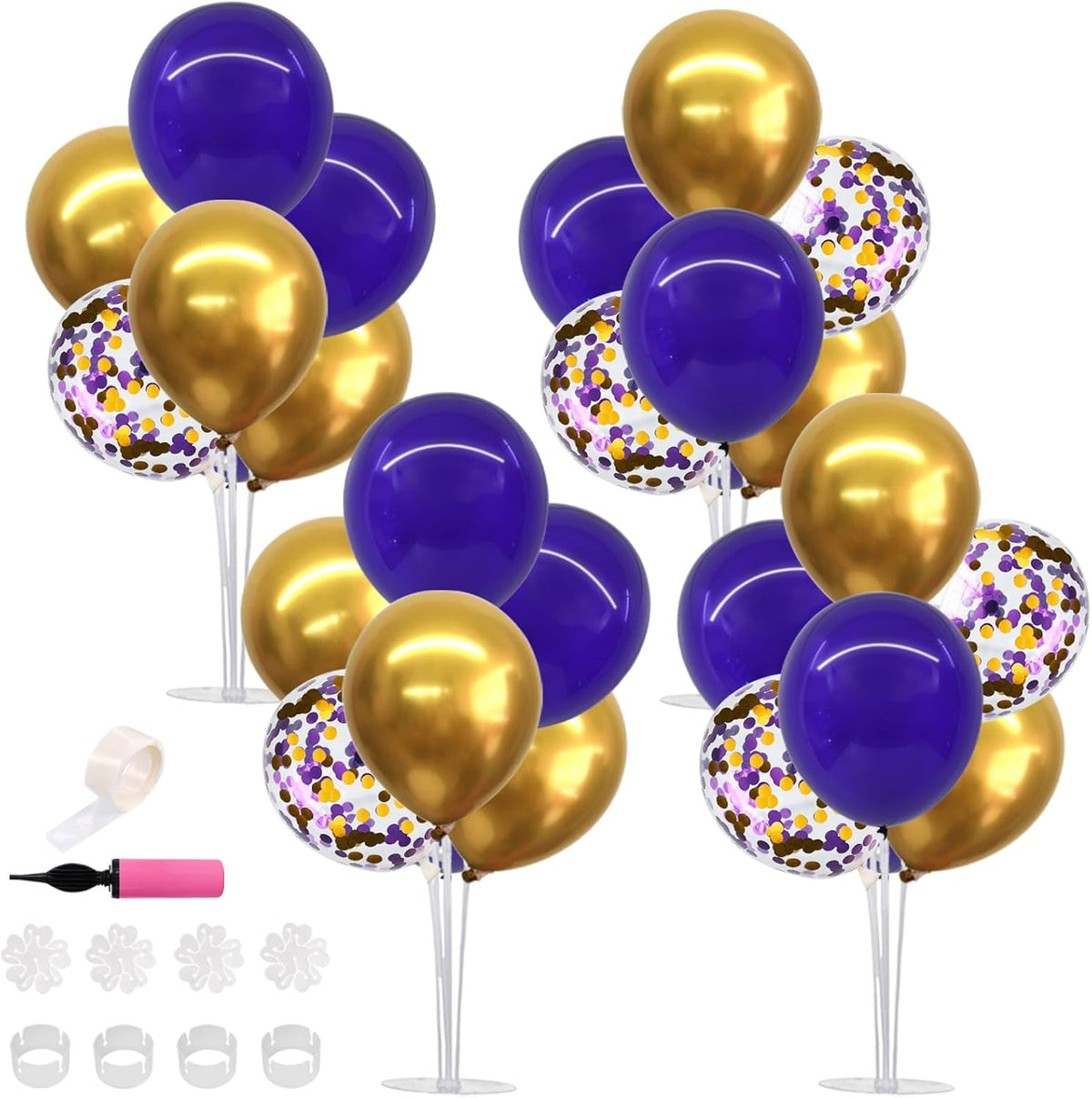 TONIFUL Purple Gold Balloon Centerpieces for Table,Balloon Stand Kit for Graduation Decoration 2025