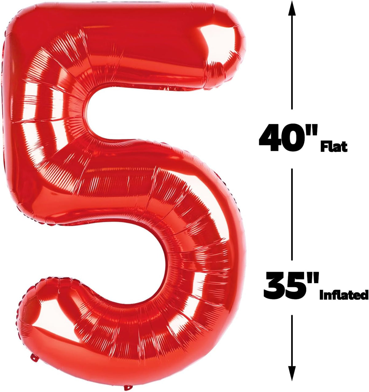 Red 40 Inch Large Number 5 Birthday Balloon, Five 5th 15 25 35 50 55 Birthday Celebration