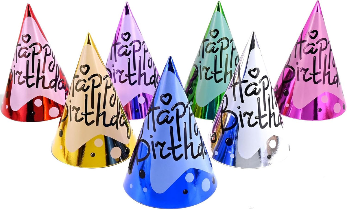 CANREVEL Party Hats for Kids and Adults, Birthday Party Headwear Supplies, Cone Hats Bulk for Girls