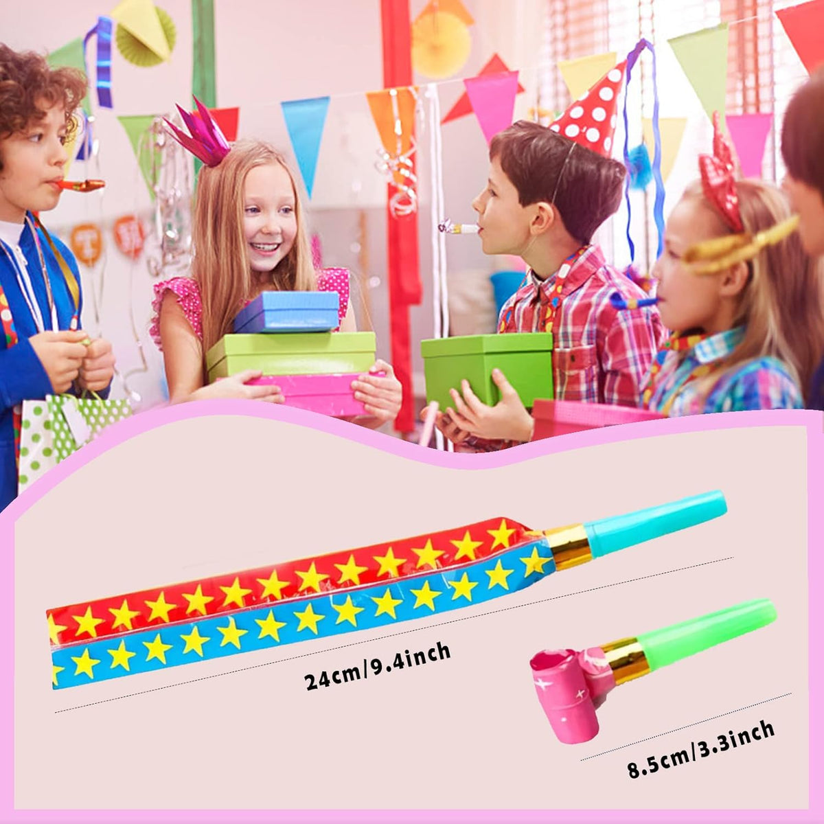 75 PCS Noisemakers Funny Party Blower Colorful Birthday Blow Horns Whistles New Years Favors Noise