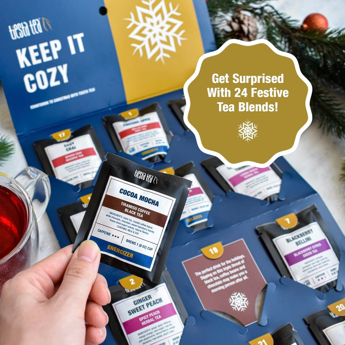 Tiesta Tea Advent Calendar 2025, Loose Leaf Herbal Tea Variety Pack, 24 Exquisite Loose Leaf Blends