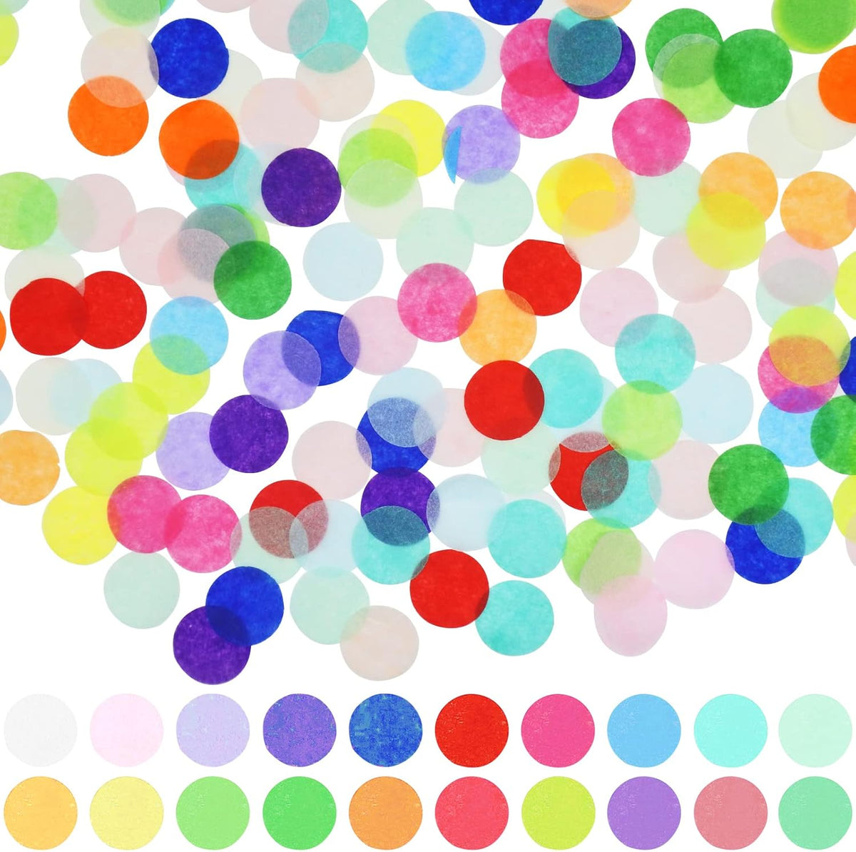 RYKOMO 10000 Pieces 1 Inch Round Tissue Paper Confetti, 3.5oz Multicolor Table Confetti Paper for