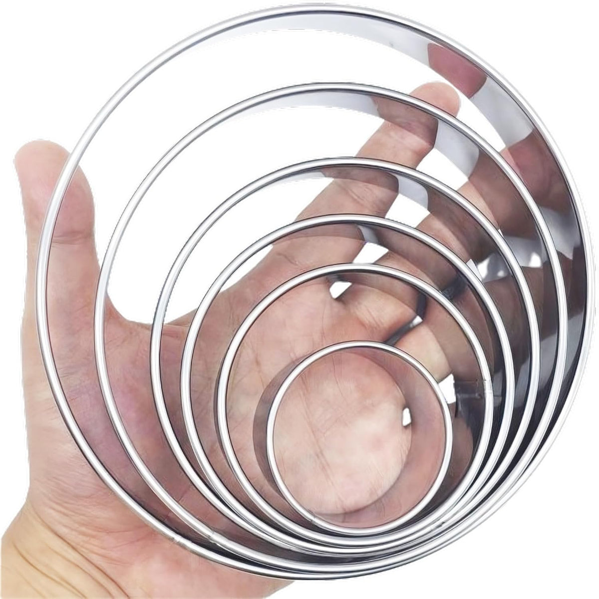 DOCZEN 6 PCS Round Cookie Cutter Set (2, 3, 3.5, 4, 5, 6 Inch) - Biscuit Cutters For Baking - Large