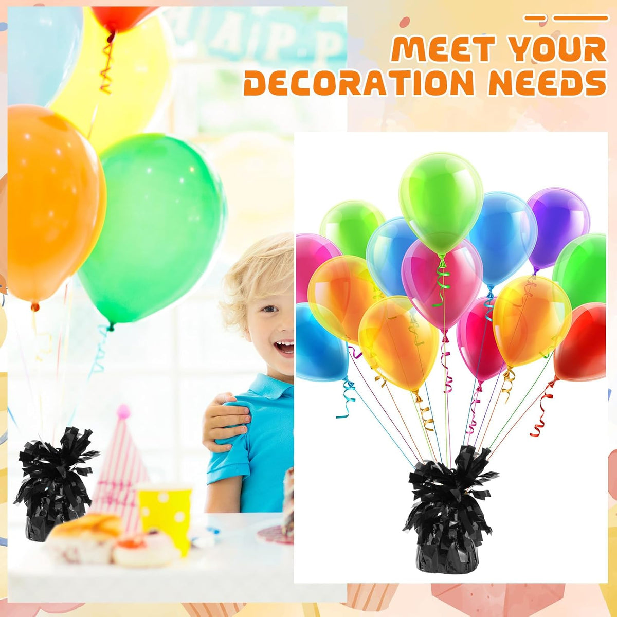 6 Pack Black Balloon Weights Metallic Holder Anchors Balloon Holder Weights for for Birthday 2025
