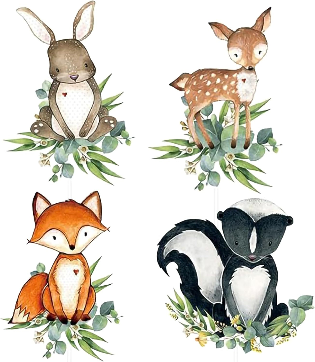 54-Piece Woodland Animal Cupcake Toppers – Neutral Forest Creatures Cake Picks for Baby Shower &