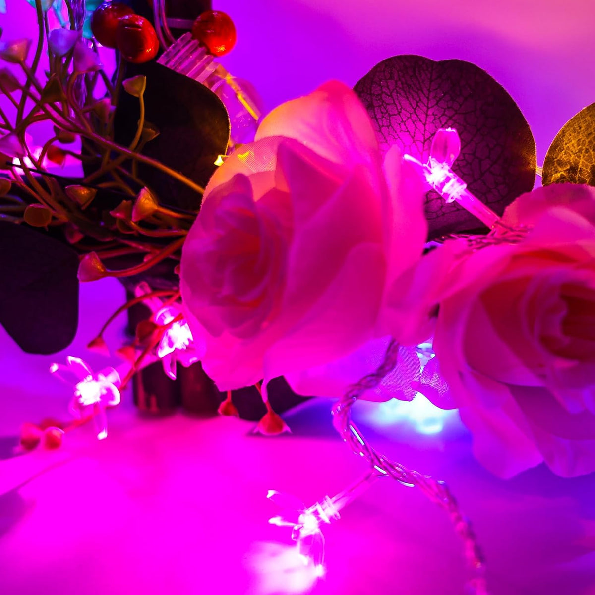 Hot Pink Aesthetic Flower Lights String Indoor Decorations, 33Ft 100 LED Decorative Tree Bedroom