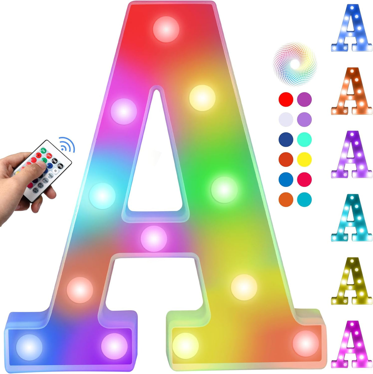 Foaky Upgraded Light Up Letters,Colorful Marquee Light Up Letter with Remote,Marquee Letters for
