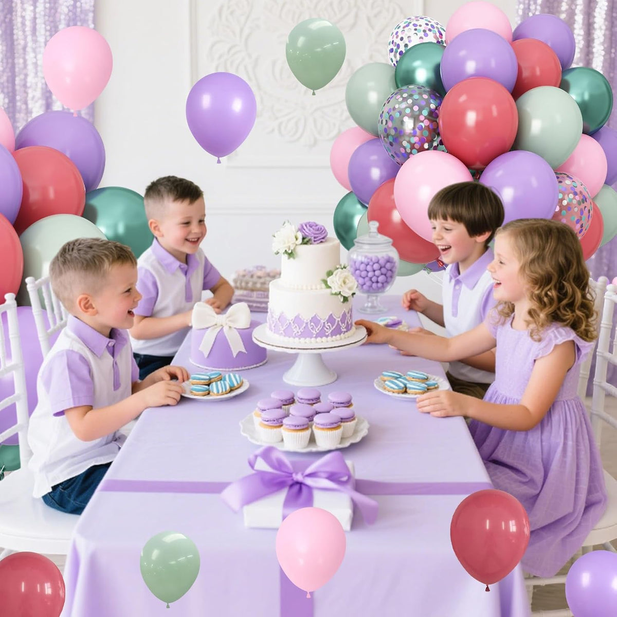 Pink Purple Green Balloons for Mermaid Magic Birthday Party Decorations Under The Sea 60PCS 12INCH