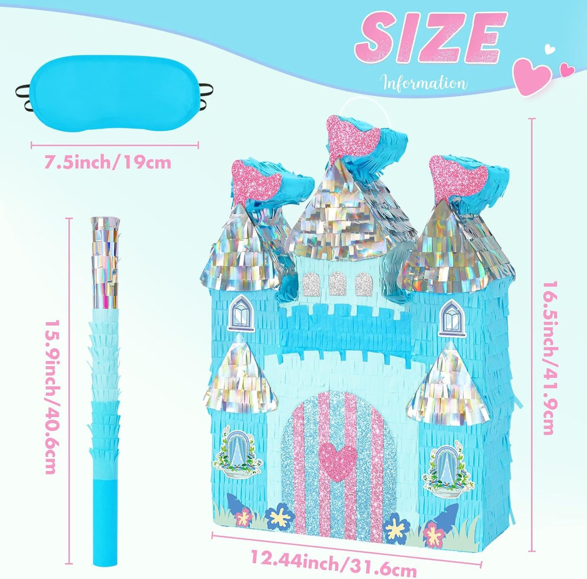 WERNNSAI Princess Castle Pinata - Ice Castle Pinata Blue Princess Party Decorations for Girls