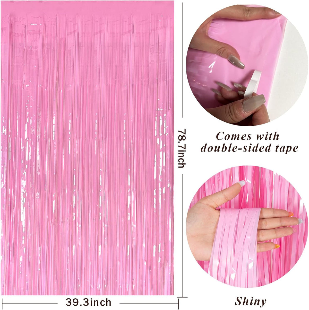 Pink Party Streamers Foil Fringe Backdrop Curtains Tinsel Streamers Birthday Party Decorations