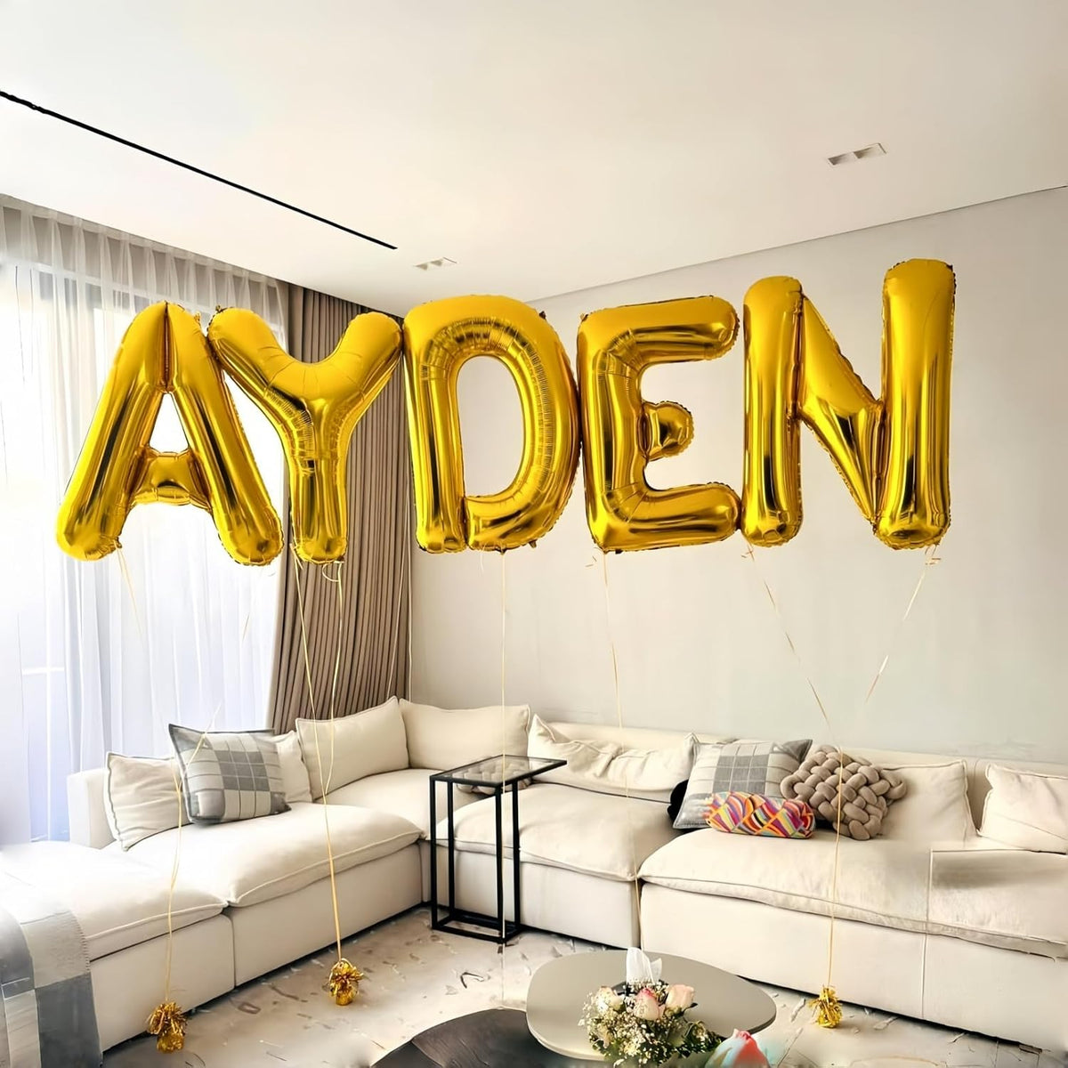 Letter Balloons Gold, 40 Inch Alphabet Name Balloons, Large Mylar Self Inflating Custom Balloon
