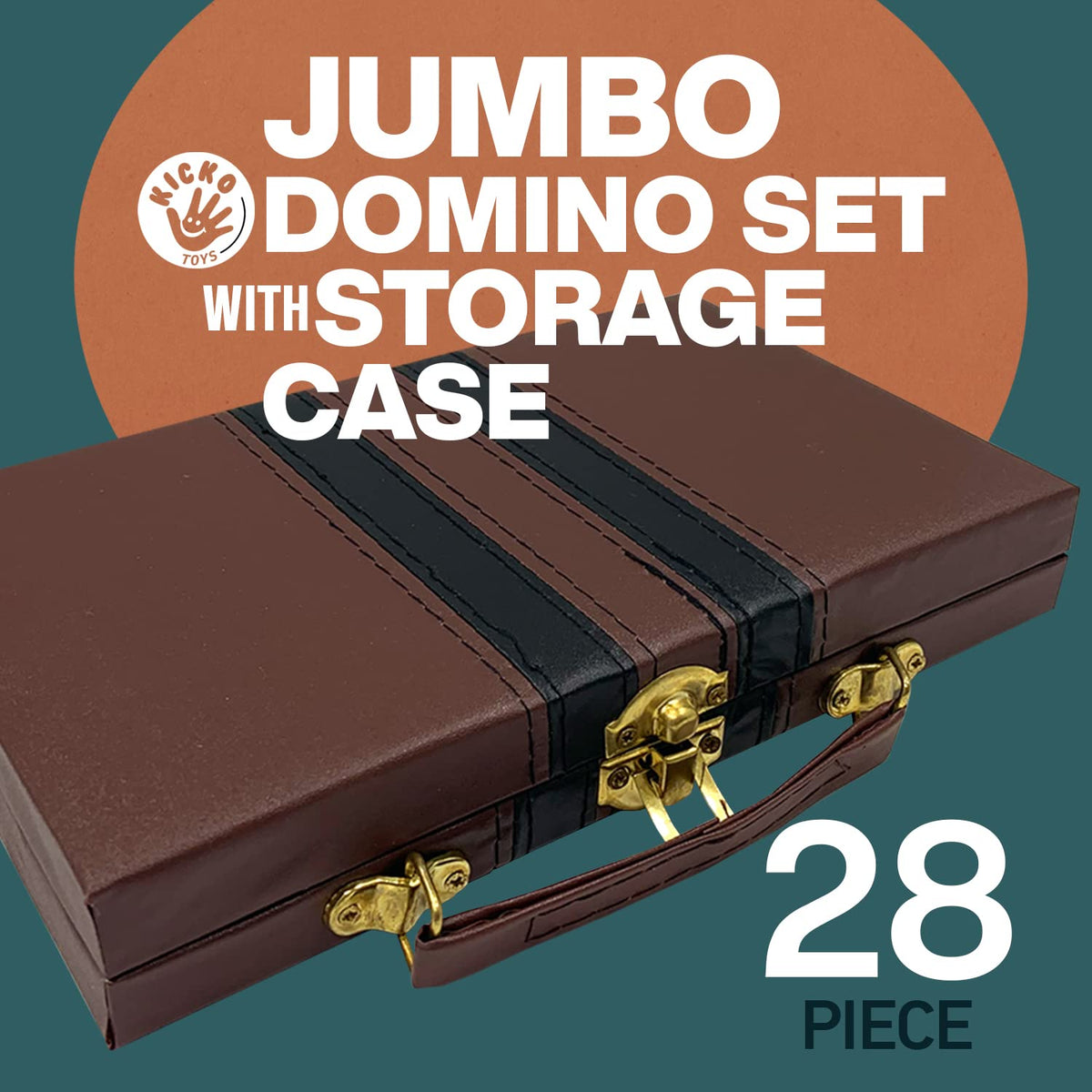 Kicko Premium Classic Domino Set - Jumbo - Double Six - 28 Thick Pieces in Durable Wooden Vegan