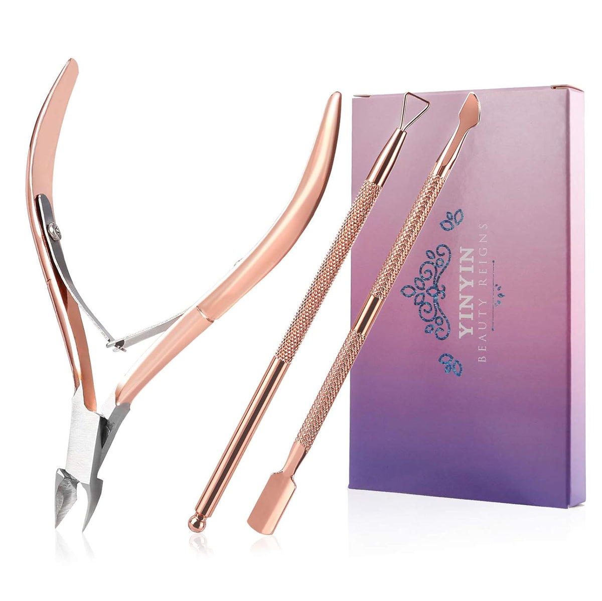 Cuticle Trimmer with Cuticle Pusher and Cutter,YINYIN Cuticle Remover Cutter Nipper Clippers
