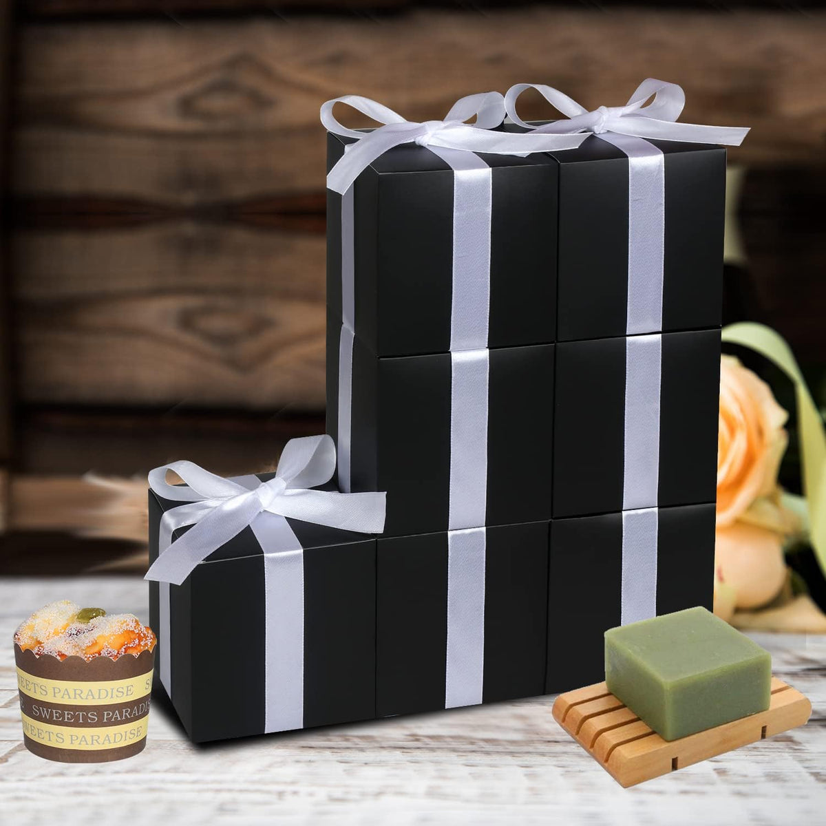 Black Gift Boxes 5x5x5, 30 Pack Paper Gift Boxes with Lids for Gift, Bridesmaid Proposal Box