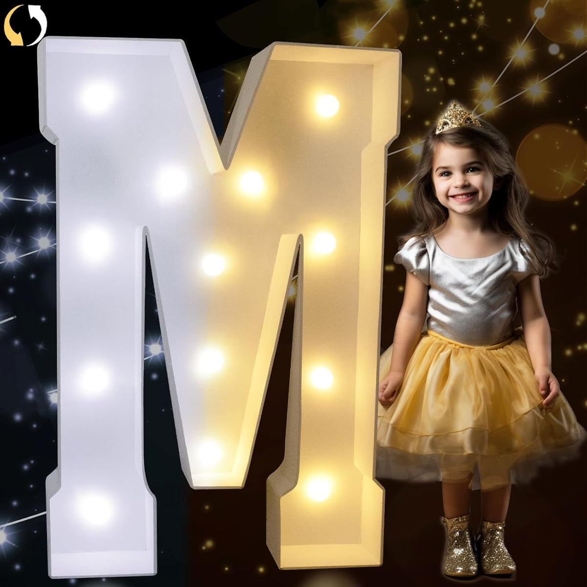 Pooqla 3FT Marquee Light Up Letters, Cool White and Warm White LED Big Mosaic Marquee Letters 3