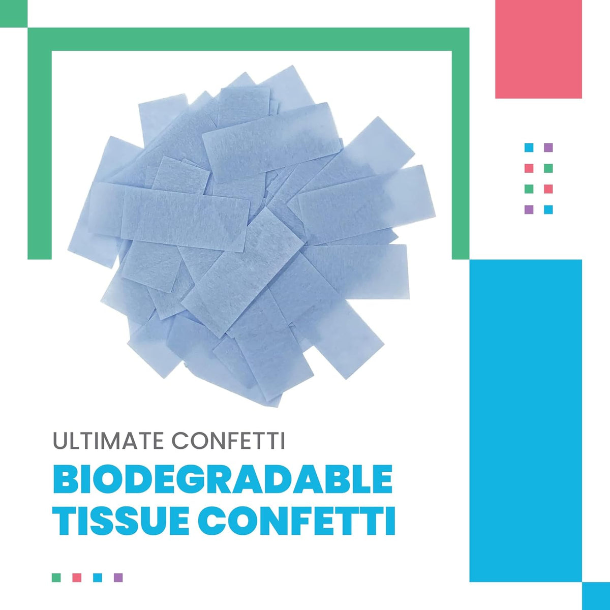 Baby Blue Biodegradable Confetti - Rectangular Fluttering Tissue Paper Confetti for Cannon and